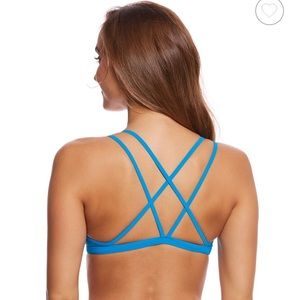 blue criss cross back bikini